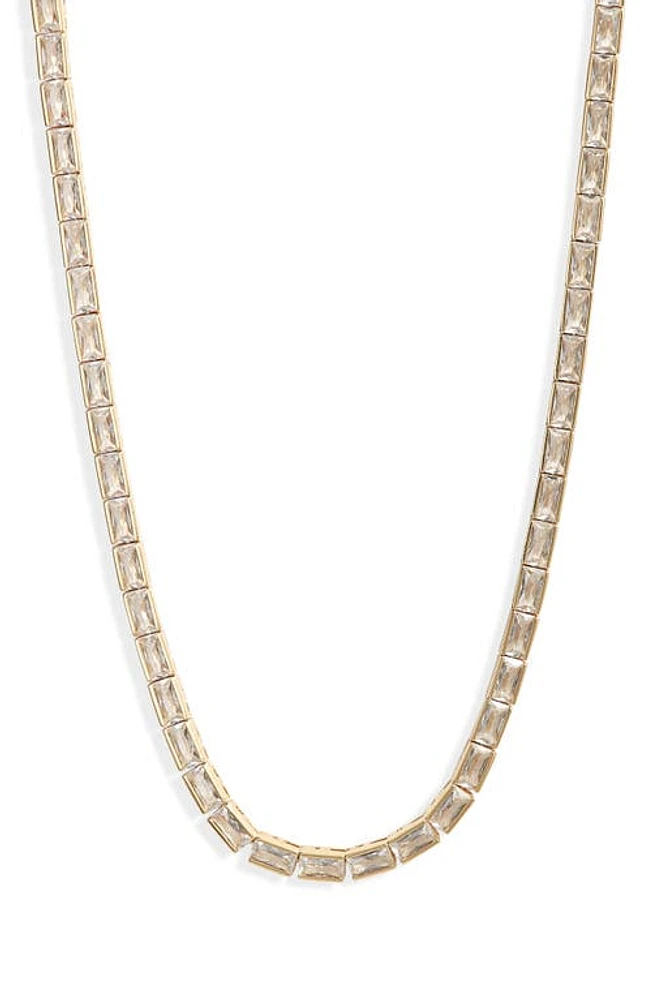 Madewell Baguette Cubic Zirconia Tennis Necklace in Pale Gold at Nordstrom