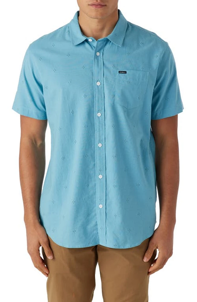 O'Neill Quiver Stretch Short Sleeve Button-Up Shirt Blue Fade at Nordstrom,