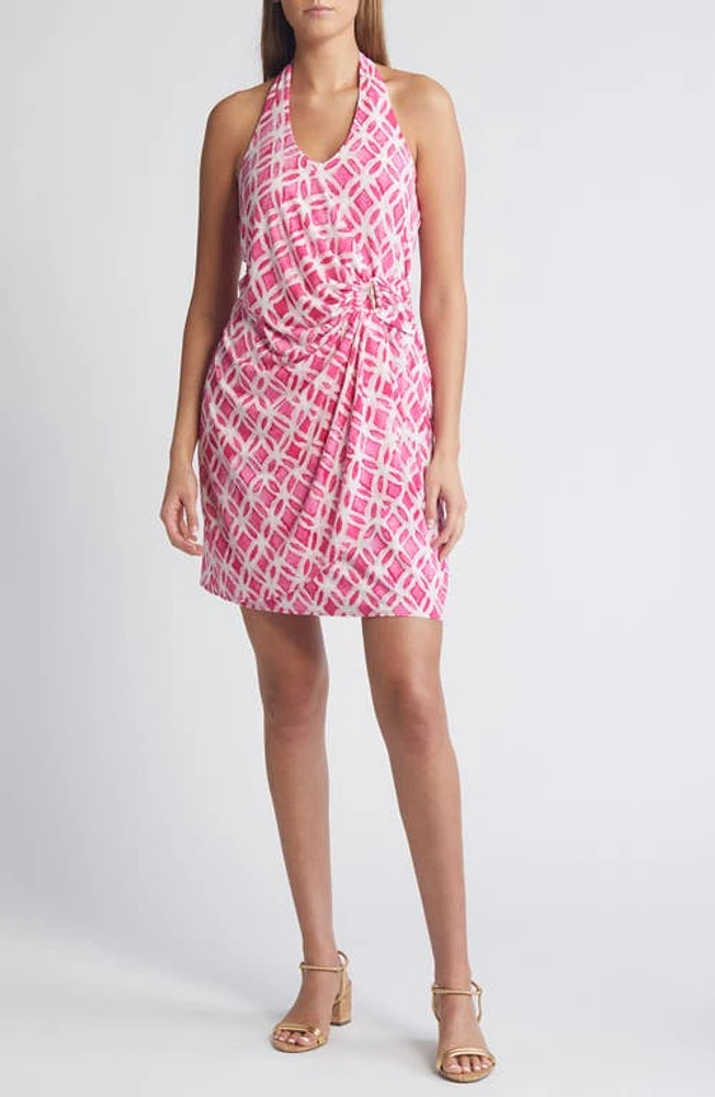 Tommy Bahama Clara Faux Wrap Halter Dress Glowing Azalea at Nordstrom,