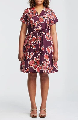 Estelle Jasmin Floral Linen Blend Shirtdress Rose/Plum at Nordstrom,