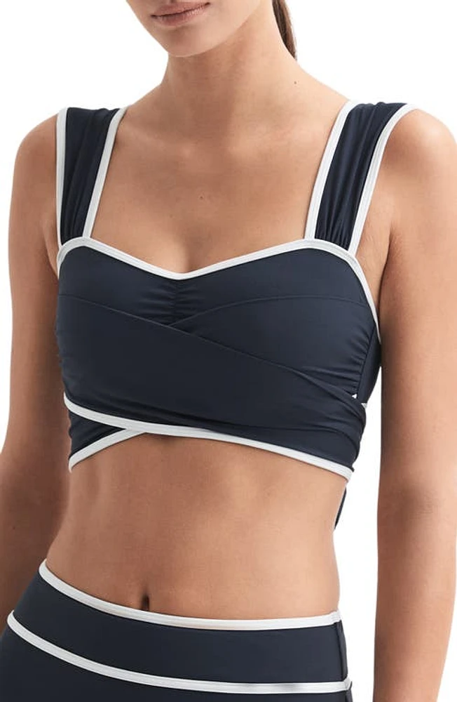 Reiss Cristina Bikini Top in Navy/White at Nordstrom, Size 2