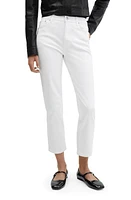 MANGO Slim Fit Crop Jeans White at Nordstrom,