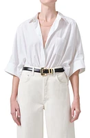 Citizens of Humanity Claire Origami Three Quarter Sleeve Cotton Button-Up Shirt Optic White at Nordstrom,