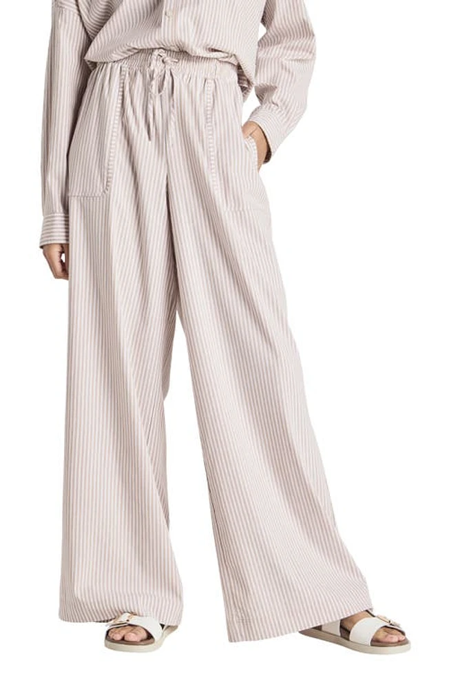 Splendid x Cella Jane Poplin Wide Leg Pants in Camel/White at Nordstrom, Size Small