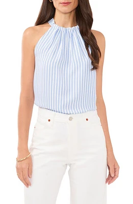 Vince Camuto Stripe Sleeveless Crêpe de Chine Top in Airy Blue at Nordstrom, Size X-Large