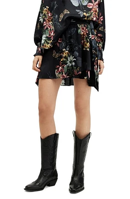 AllSaints Maria Sanibel Floral Print Layered Skirt Black at Nordstrom, Us