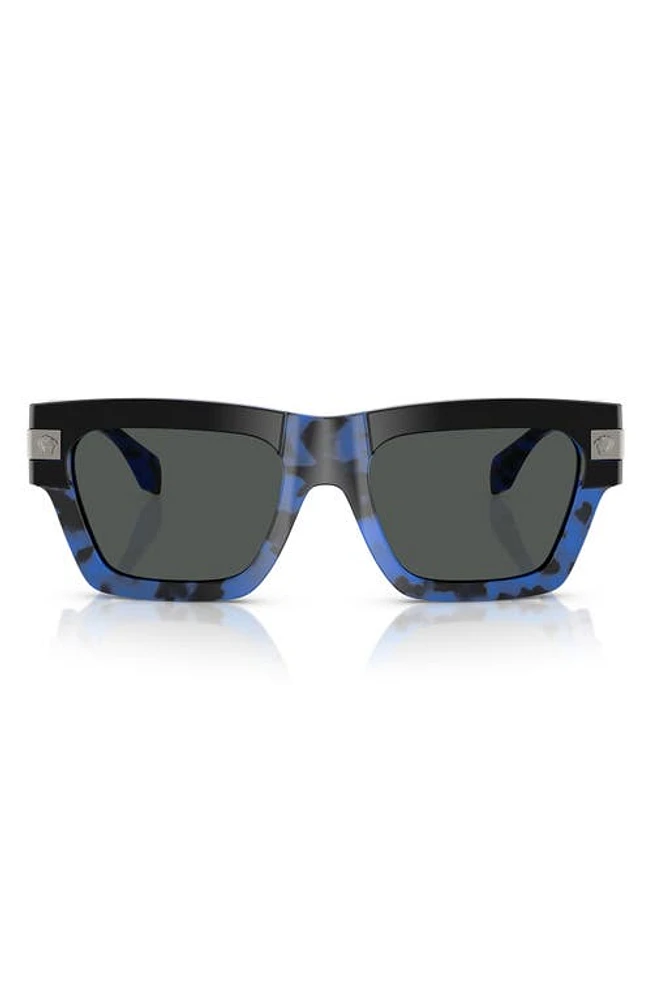 Versace 55mm Plaque Rectangular Sunglasses in Havana Blue at Nordstrom