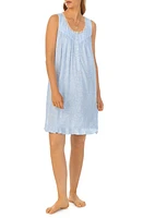 Eileen West Floral Lace Trim Sleeveless Short Nightgown Blue Print at Nordstrom,