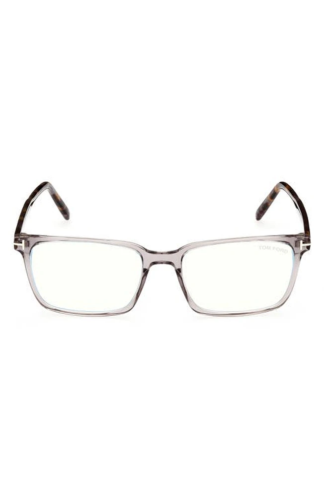 TOM FORD 55mm Rectangular Blue Light Blocking Glasses in Grey/Other at Nordstrom