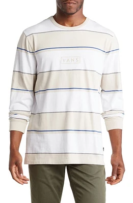 Vans Easy Bold Box Stripe Long Sleeve T-Shirt in White/Oatmeal at Nordstrom, Size Medium