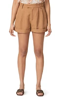 PAIGE Bistro Linen Blend Cuff Shorts Teak at Nordstrom,