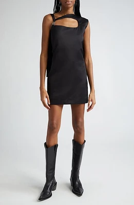 Coperni Sleeveless Cutout Satin Cape Minidress Black at Nordstrom, Us