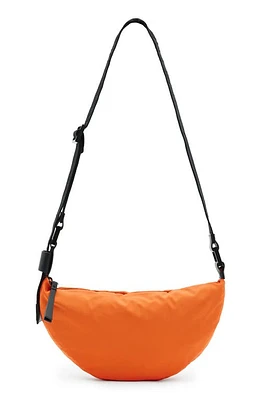 AllSaints Half Moon Recycled Polyester Crossbody Bag in Pyrrole Orange at Nordstrom