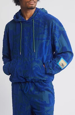 JUNGLES Sculpted Cotton Hoodie Blue/Green at Nordstrom,