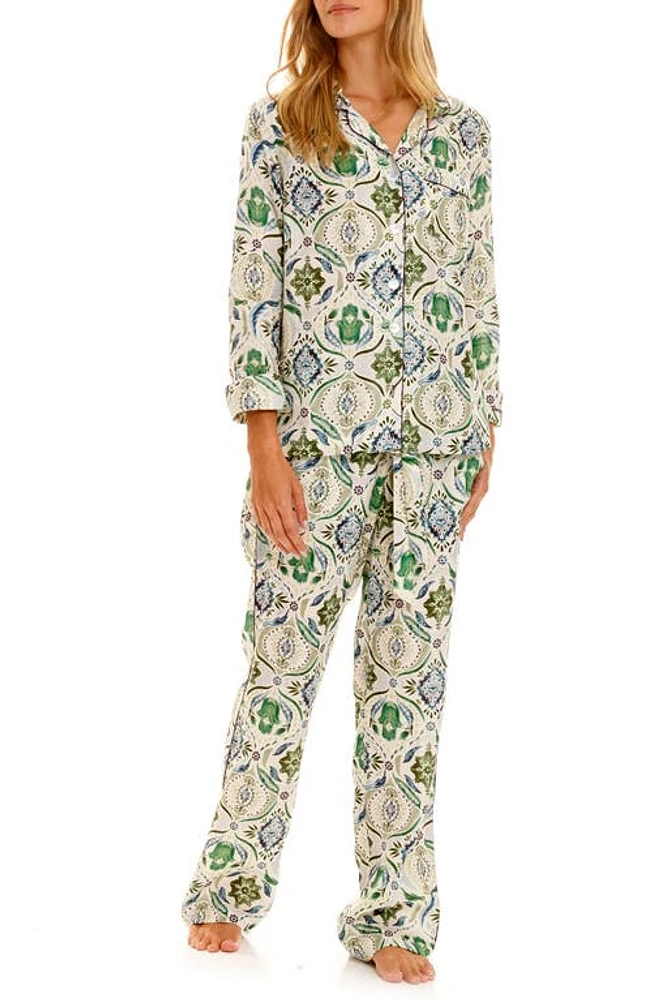 The Lazy Poet Emma Hamsa Blessing Linen Pajamas Green at Nordstrom,