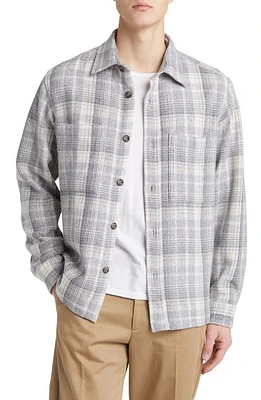 NN07 Frode 5365 Plaid Wool Blend Flannel Button-Up Shirt Jacket Grey Check at Nordstrom,