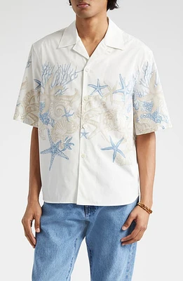 Versace Barocco Sea Print Camp Shirt White Dusty Blue Bone at Nordstrom, Us