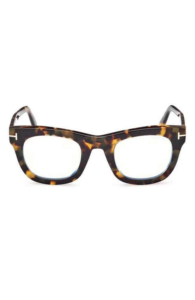 TOM FORD 48mm Square Blue Light Blocking Glasses in Coloured Havana at Nordstrom