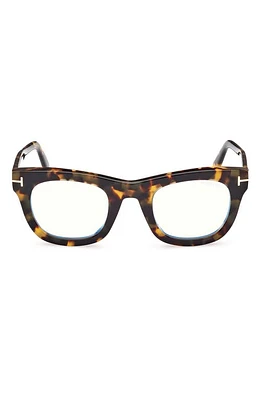 TOM FORD 48mm Square Blue Light Blocking Glasses in Coloured Havana at Nordstrom