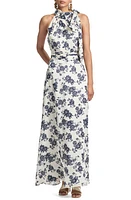 Sachin & Babi Kayla Halter Gown Ivory/Navy Peony at Nordstrom,