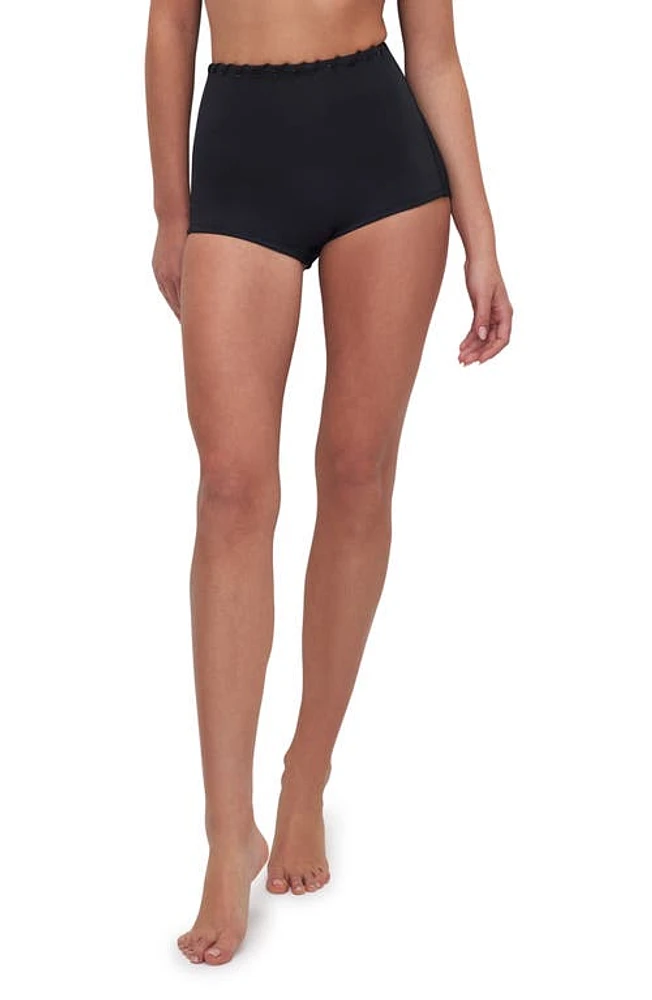 Good American Whipstitch Boy Short Bikini Bottoms Black001 at Nordstrom,