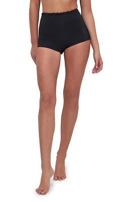 Good American Whipstitch Boy Short Bikini Bottoms Black001 at Nordstrom,