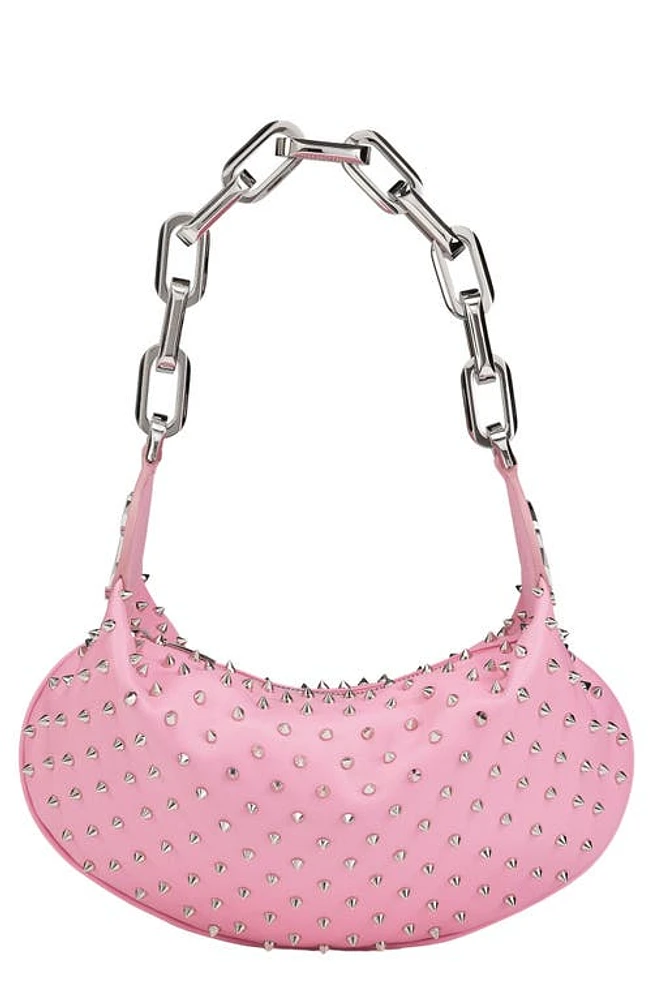 Christian Louboutin Le 54 Studded Leather Shoulder Bag in P951 Calipso/Silver/Silver at Nordstrom