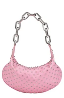 Christian Louboutin Le 54 Studded Leather Shoulder Bag in P951 Calipso/Silver/Silver at Nordstrom