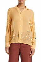 Bode Beaded Cantaloupe Silk Georgette Button-Up Shirt at Nordstrom,