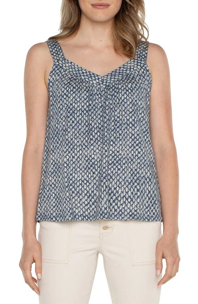 Liverpool Los Angeles Print Smocked Tank Navy Text Dots at Nordstrom,