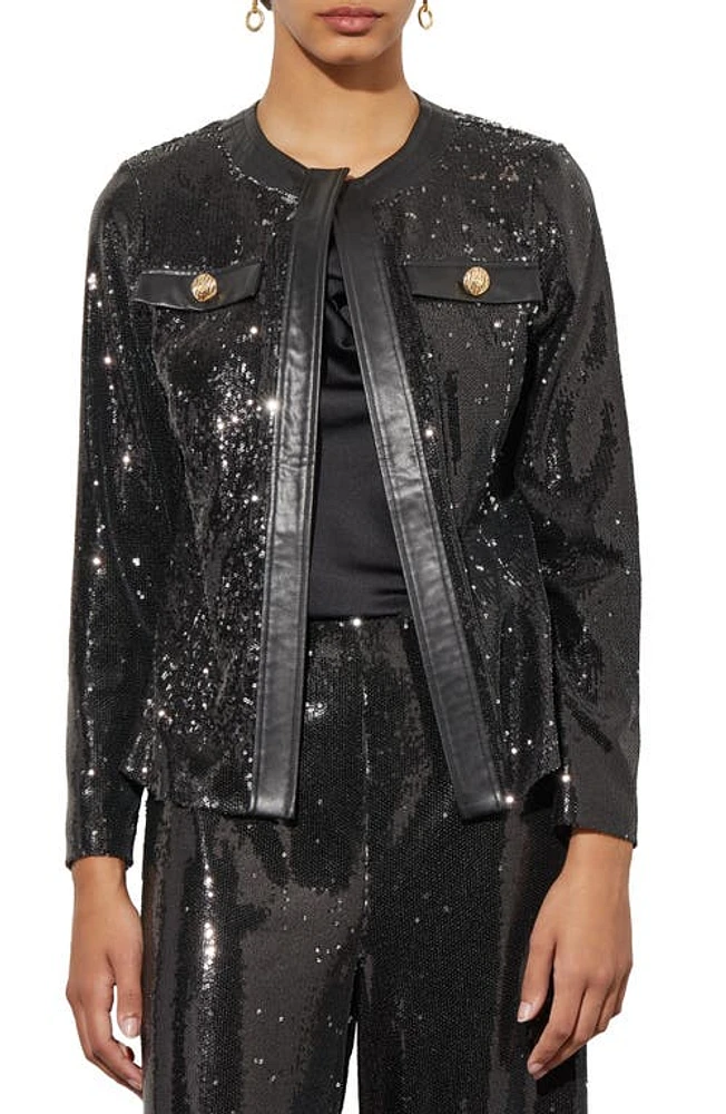 Ming Wang Sequin Jacket in Black at Nordstrom, Size Medium