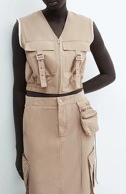 MANGO Tapioca Utility Vest Light Brown at Nordstrom,