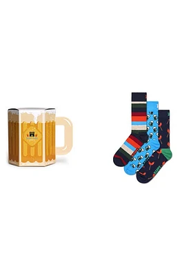 Happy Socks Assorted 3-Pack Wurst & Beer Socks Gift Box in Navy at Nordstrom