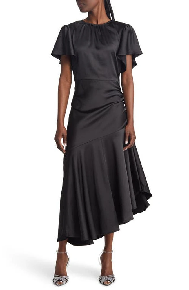 Chelsea28 Flutter Sleeve Asymmetric Hem Dress Black at Nordstrom,