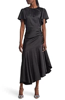 Chelsea28 Flutter Sleeve Asymmetric Hem Dress Black at Nordstrom,