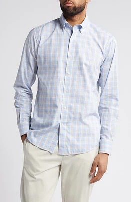 Peter Millar Crown Crafted Plaid Flex Finish Cotton Button-Down Shirt Blue Frost at Nordstrom,