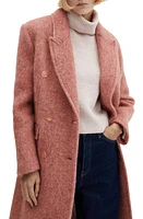 MANGO Double Breasted Coat Pink at Nordstrom,