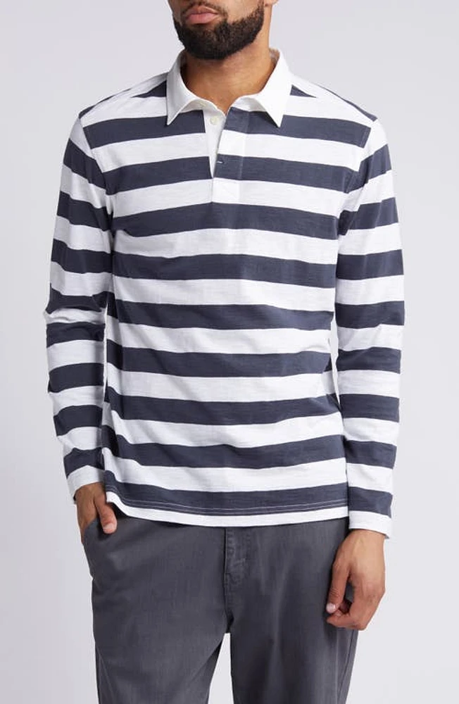 Treasure & Bond Long Sleeve Rugby Polo Navy-White Stripe at Nordstrom,