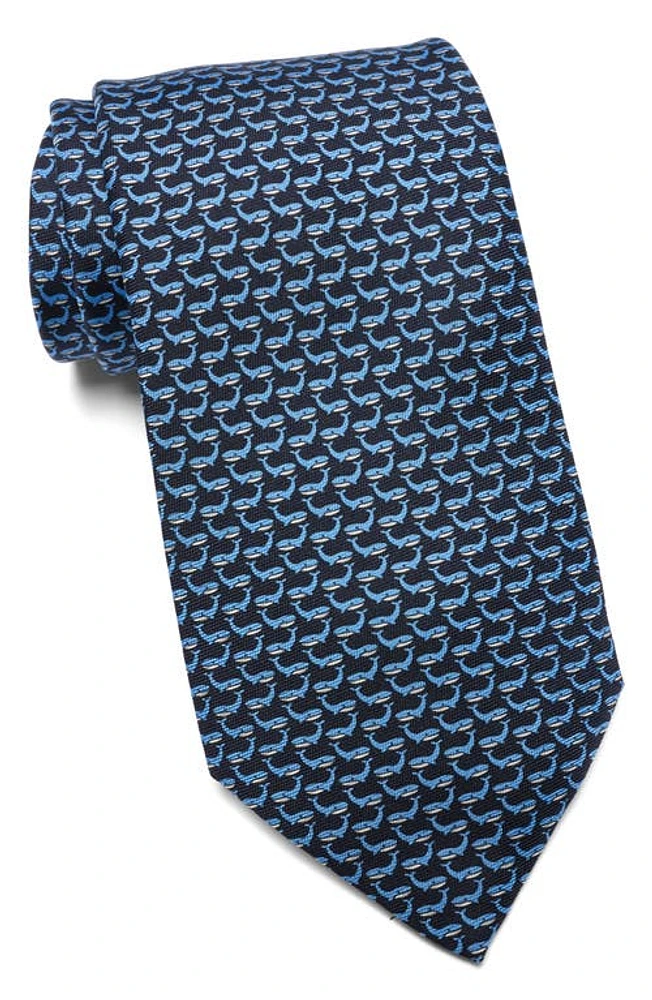 ZEGNA TIES Quadri Silk Whale Tie in Navy at Nordstrom