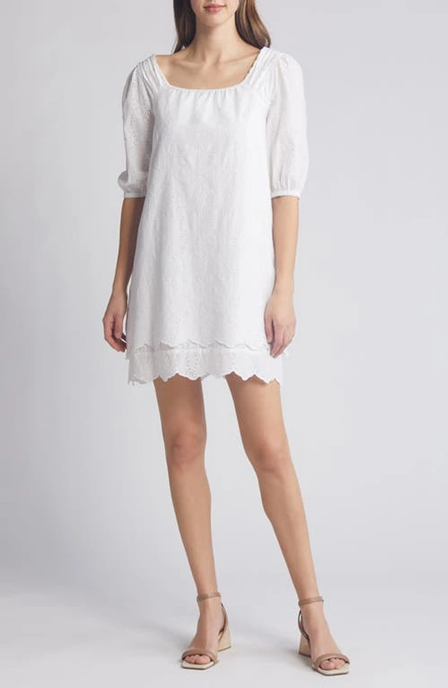 caslon(r) Eyelet Cotton Shift Dress at Nordstrom,