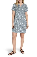 Faherty Gemina Print Pintuck Linen Blend Dress Indigo Echo at Nordstrom,