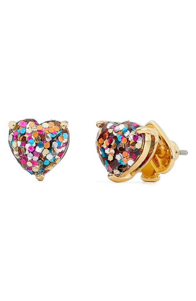 Kate Spade New York glitter heart stud earrings in Multi Glitter at Nordstrom