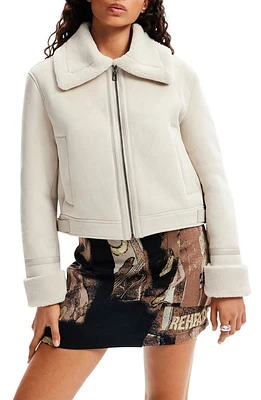 Desigual Montreal Faux Shearling Jacket in White at Nordstrom, Size Medium