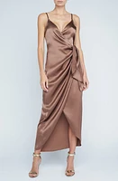 L'AGENCE Amilia Silk Maxi Wrap Dress Sparrow at Nordstrom,