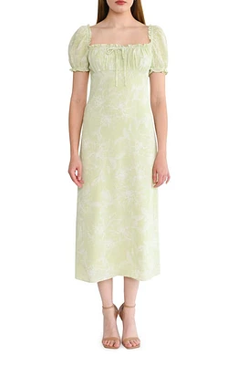 WAYF Felicity Floral Print Midi Dress Sage Sketch at Nordstrom,