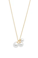 Poppy Finch Trio Cultured Pearl Pendant Necklace in 14K Yellow Gold at Nordstrom, Size 20