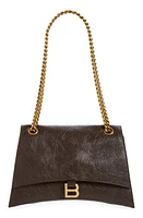 Balenciaga Crush Leather Shoulder Bag in Espresso at Nordstrom