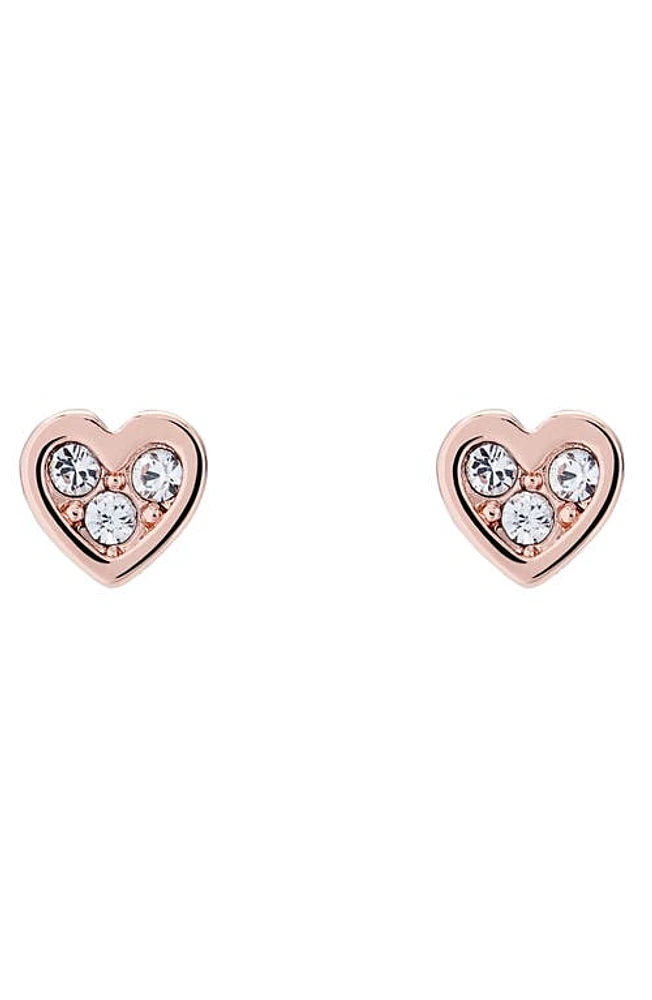 Ted Baker London Neena Nano Heart Stud Earrings in Rose Gold Tone Clear Crystal at Nordstrom