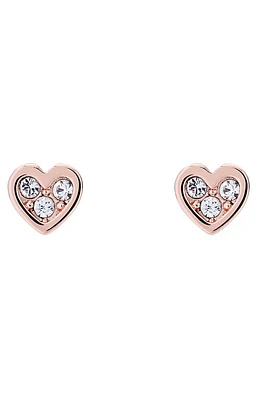 Ted Baker London Neena Nano Heart Stud Earrings in Rose Gold Tone Clear Crystal at Nordstrom