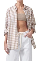 Citizens of Humanity Kayla Gingham Oversize Button-Up Shirt Khaki at Nordstrom,